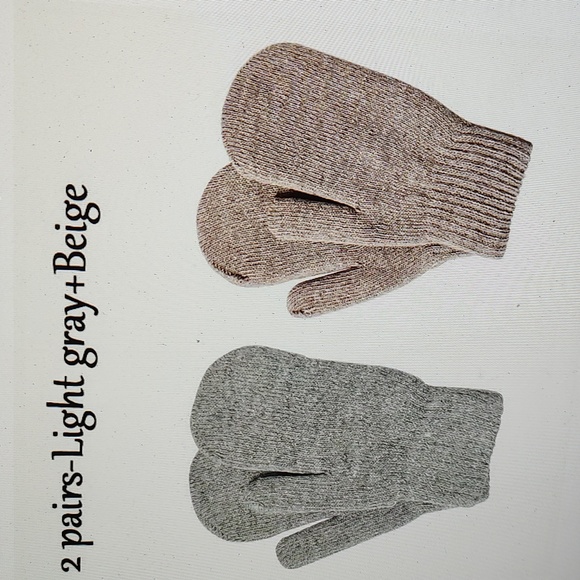 Accessories - NWT 2 PACK MITTENS - BEIGE & GRAY